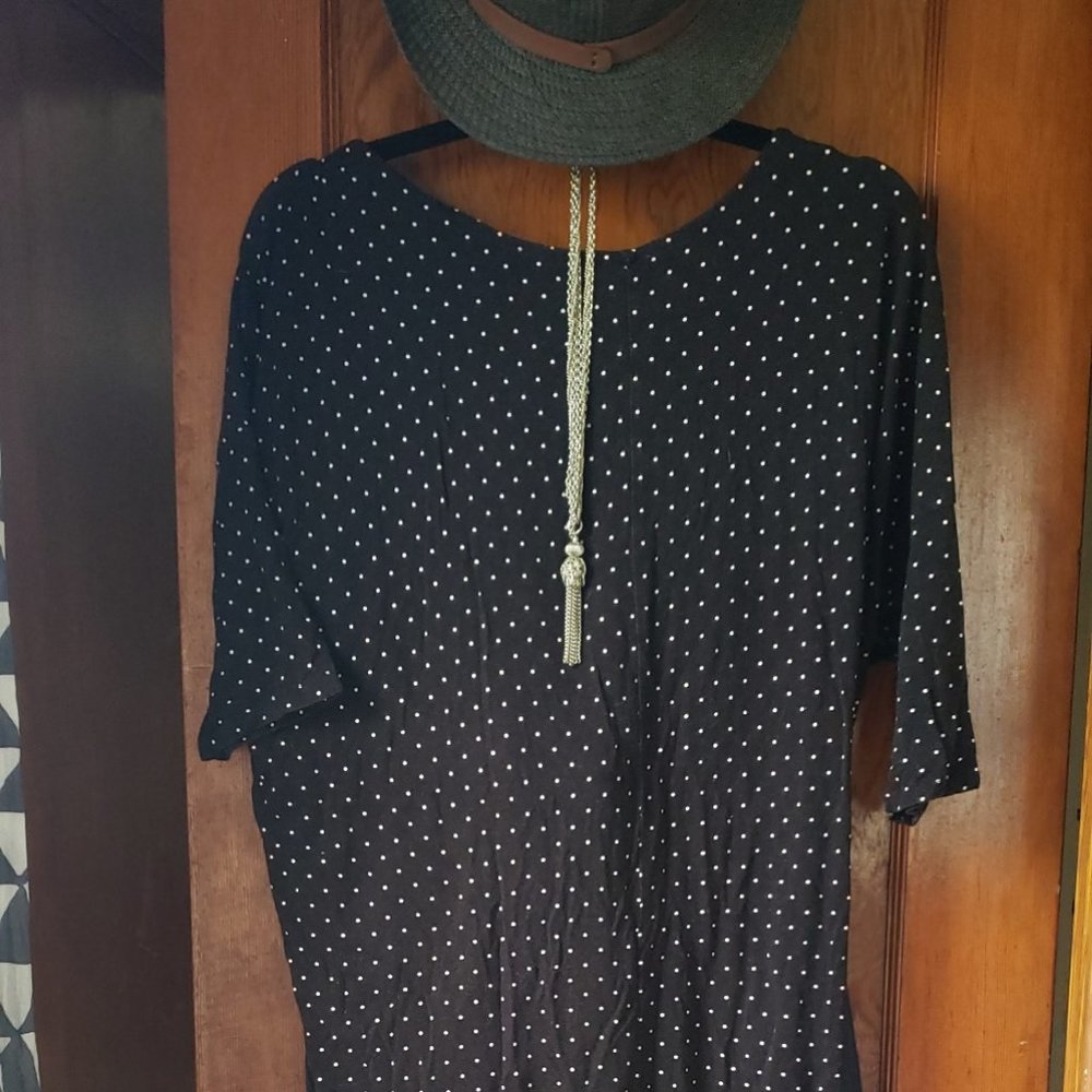 black and white polka dot dolman top 3/4 sleeve